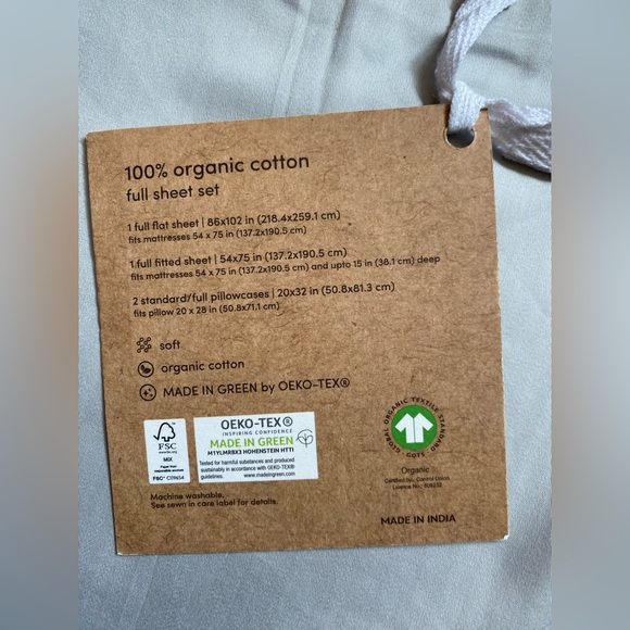 100% Organic Cotton 300 Thread Count Sheet Set - Light Gray, Full - Amazon Aware - Picture 11 of 11